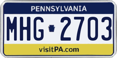 PA license plate MHG2703