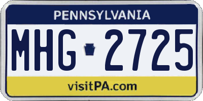 PA license plate MHG2725