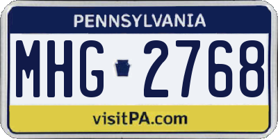 PA license plate MHG2768