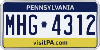 PA license plate MHG4312