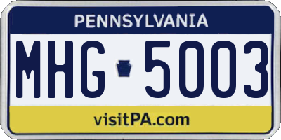 PA license plate MHG5003