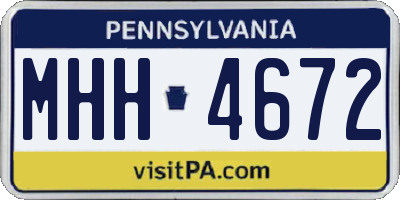 PA license plate MHH4672