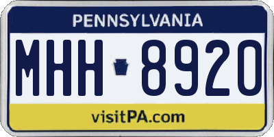 PA license plate MHH8920