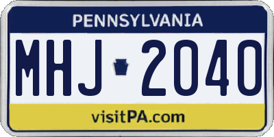PA license plate MHJ2040