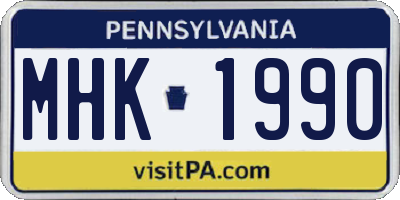 PA license plate MHK1990
