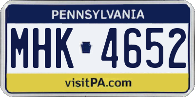 PA license plate MHK4652