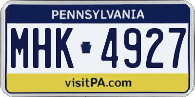 PA license plate MHK4927