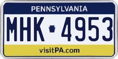 PA license plate MHK4953