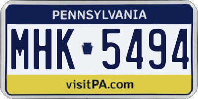 PA license plate MHK5494