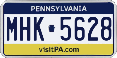 PA license plate MHK5628