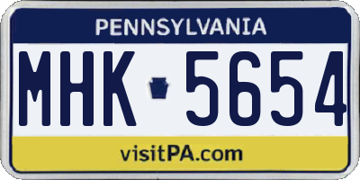 PA license plate MHK5654