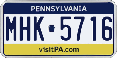 PA license plate MHK5716
