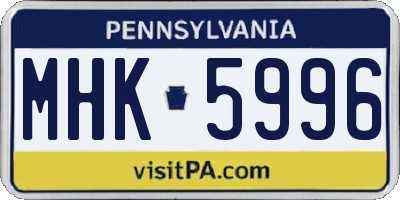 PA license plate MHK5996