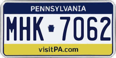 PA license plate MHK7062