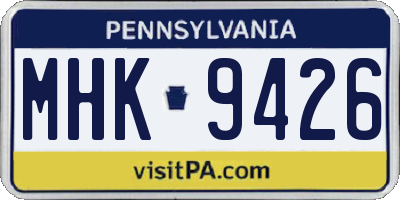 PA license plate MHK9426