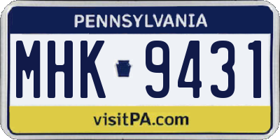 PA license plate MHK9431