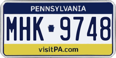 PA license plate MHK9748