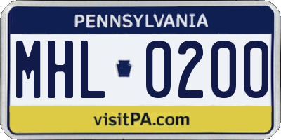 PA license plate MHL0200