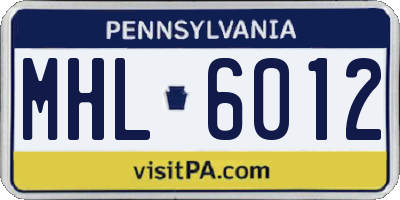PA license plate MHL6012