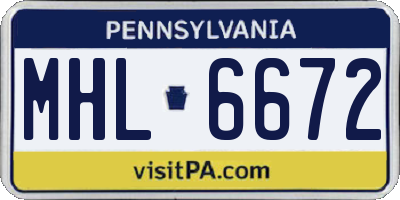 PA license plate MHL6672