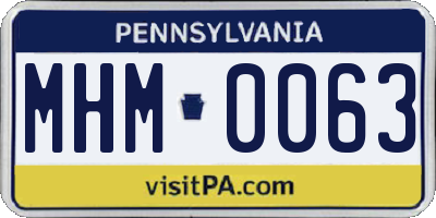 PA license plate MHM0063