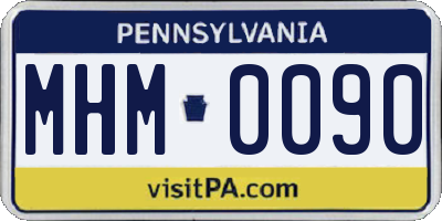 PA license plate MHM0090