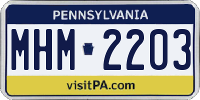 PA license plate MHM2203