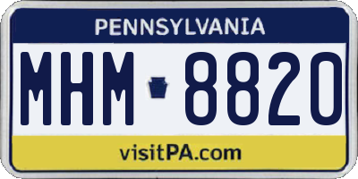 PA license plate MHM8820