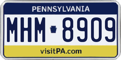 PA license plate MHM8909