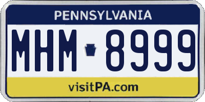 PA license plate MHM8999