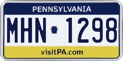 PA license plate MHN1298