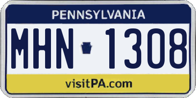 PA license plate MHN1308