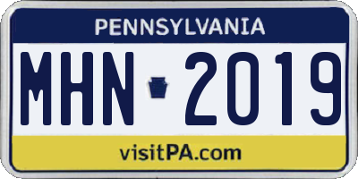 PA license plate MHN2019