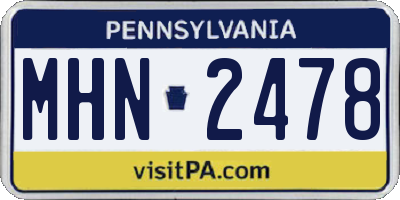 PA license plate MHN2478
