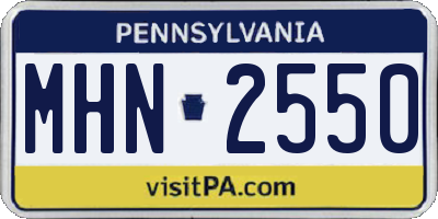 PA license plate MHN2550