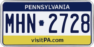 PA license plate MHN2728