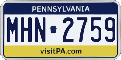 PA license plate MHN2759