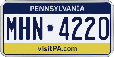 PA license plate MHN4220