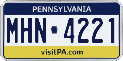 PA license plate MHN4221