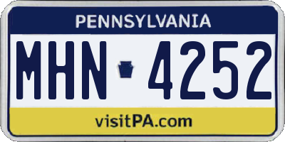 PA license plate MHN4252