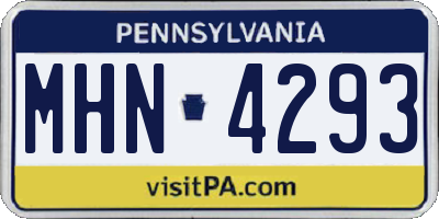 PA license plate MHN4293