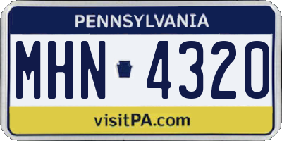 PA license plate MHN4320