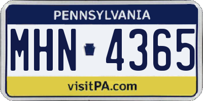 PA license plate MHN4365