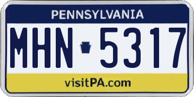 PA license plate MHN5317