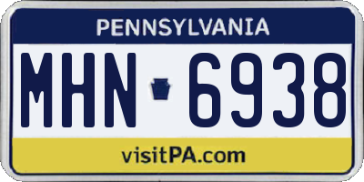 PA license plate MHN6938