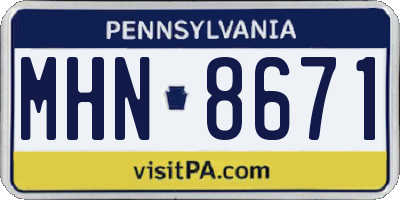 PA license plate MHN8671