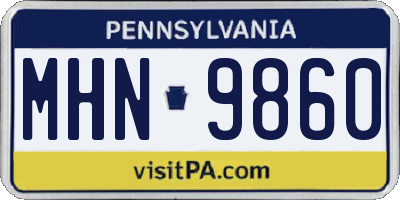 PA license plate MHN9860