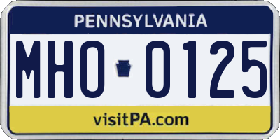 PA license plate MHO0125