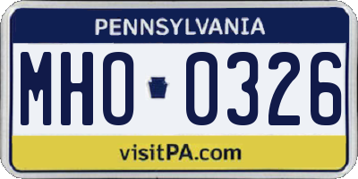 PA license plate MHO0326