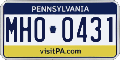 PA license plate MHO0431